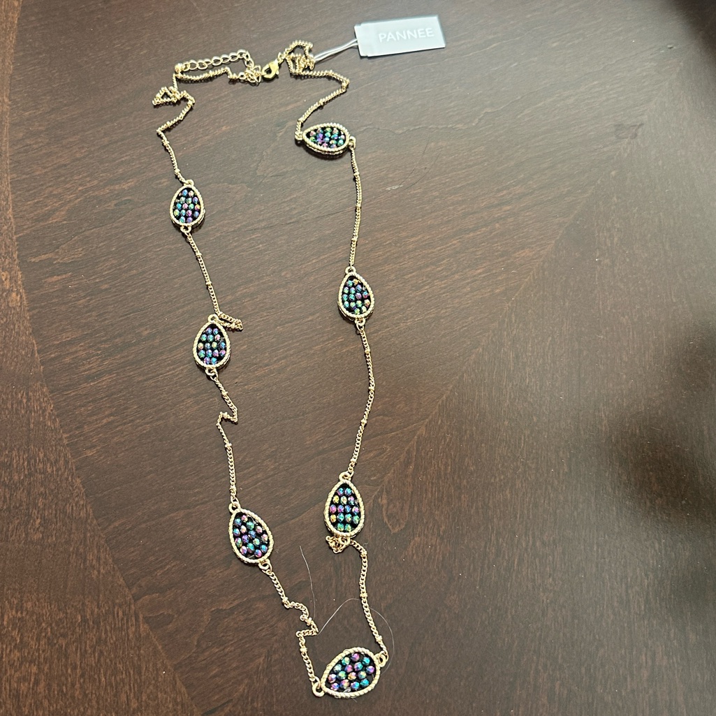 Pannee Gold Long Decorative Necklace